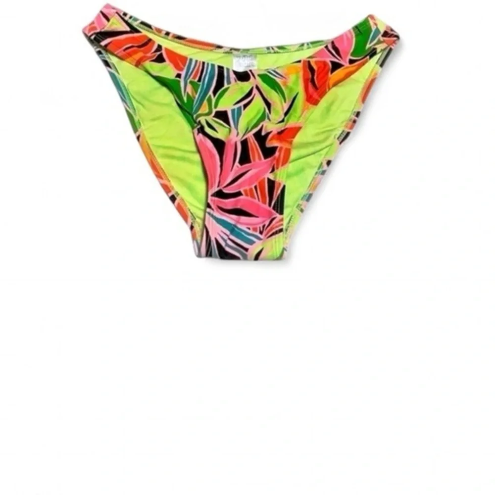 Wild Fable NWOT Neon Tropical Floral High Cut Cheeky Bikini Bottoms V Front M